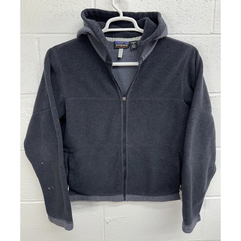 Patagonia Fleece Jacket Gray Synchilla Hooded Zip 26315 USA / Women's Medium